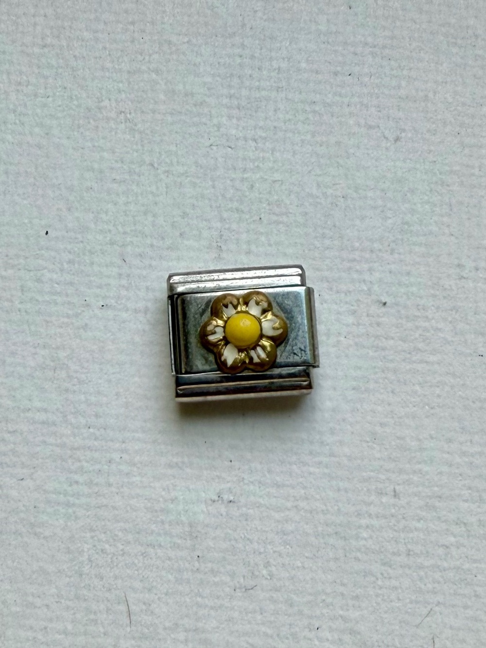 White & Yellow Flower Charm Italian Link